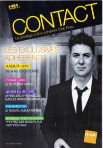 Etienne Daho en couverture de la revue Contact de la Fnac en octobre 2013.
